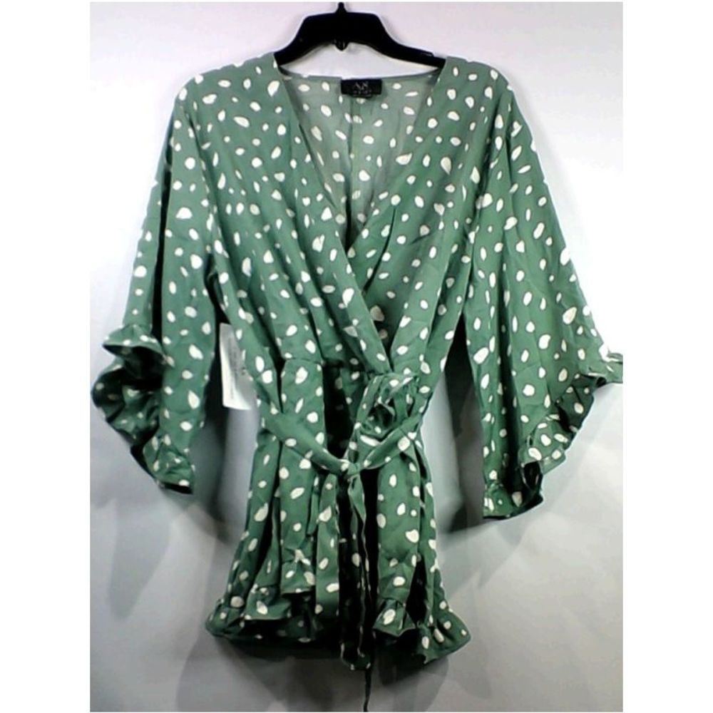 Ax Womens 5BJ2 Regular Pull On Blouse, Green, Size 12